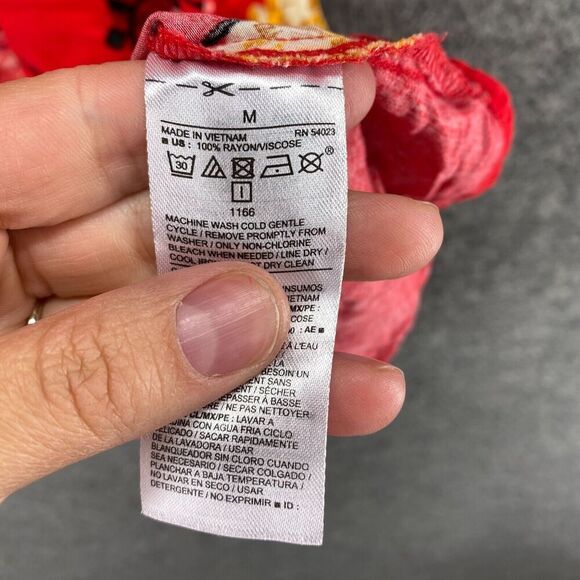 5/$45 Old Navy Dress Women M Medium Red Floral Sheath Midi V-Neck 3/4 Sleeve - Picture 7 of 10